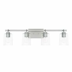 Cheap ✔️ Capital Lighting Greyson 100W 4-Light Medium E-26 Incandescent Vanity Fixture in Brushed Nickel 😀