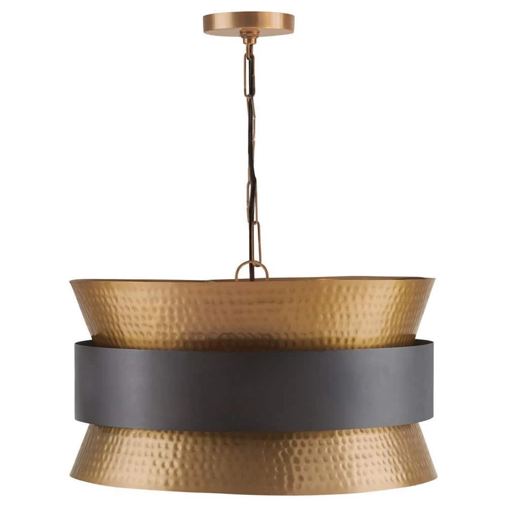 Promo ⭐ Capital Lighting 19-3/4 in. 60W 4-Light Candelabra E-12 Incandescent Pendant in Patinaed Brass with Dark Zinc ❤️ 1 Promo ⭐ Capital Lighting 19-3/4 in. 60W 4-Light Candelabra E-12 Incandescent Pendant in Patinaed Brass with Dark Zinc ❤️