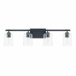 Best Pirce 🤩 Capital Lighting Greyson 100W 4-Light Medium E-26 Incandescent Vanity Fixture in Matte Black ✔️