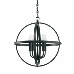 Coupon 🤩 Capital Lighting HomePlace 16-1/2 in. 60W 4-Light Candelabra E-12 Incandescent Pendant in Matte Black 😀