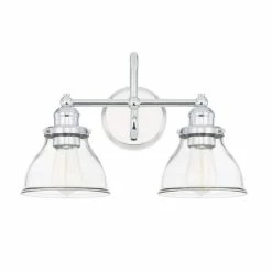 Cheap 🌟 Capital Lighting Baxter 16-1/4 x 11 in. 100W 2-Light Medium E-26 Incandescent Vanity Fixture with Clear Glass in Polished Chrome ❤️