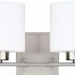 Best reviews of 🧨 Capital Lighting Steele 8 in. 75W 2-Light Vanity Fixture in Brushed Nickel with Soft White Glass Shade 😀
