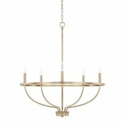 Buy 🎉 Capital Lighting Greyson 60W 5-Light Candelabra E-12 Incandescent Chandelier in Aged Brass ✔️