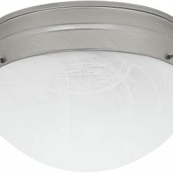 Promo 👏 Capital Lighting 4 x 7 in. 60 W 1-Light Medium Flush Mount Ceiling Fixture with Faux White Alabaster Glass in Matte Nickel 👏
