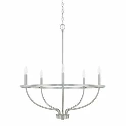 Outlet 👍 Capital Lighting Greyson 60W 5-Light Candelabra E-12 Incandescent Chandelier in Brushed Nickel 👏