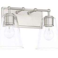 Buy ❤️ Capital Lighting Vanity 100W 2-Light Vanity with Clear Glass in Brushed Nickel ✔️
