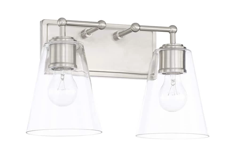 Buy ❤️ Capital Lighting Vanity 100W 2-Light Vanity with Clear Glass in Brushed Nickel ✔️ 1 Buy ❤️ Capital Lighting Vanity 100W 2-Light Vanity with Clear Glass in Brushed Nickel ✔️