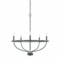 Cheapest 💯 Capital Lighting Greyson 300W 5-Light Candelabra E-12 Incandescent Chandelier in Matte Black 🥰