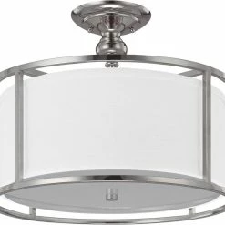 New 👍 Capital Lighting Midtown 13 x 17 in. 60 W 3-Light Medium Semi-Flush Mount Ceiling Fixture in Polished Nickel 🎁