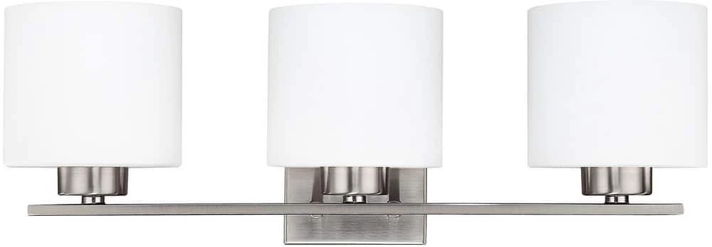 Discount π Capital Lighting Steele 8 in. 75W 3-Light Vanity Fixture in Brushed Nickel with Soft White Glass Shade π 1 Discount π Capital Lighting Steele 8 in. 75W 3-Light Vanity Fixture in Brushed Nickel with Soft White Glass Shade π