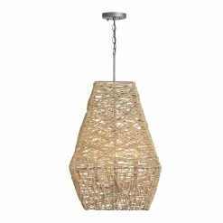 Flash Sale ✔️ Capital Lighting 60W 4-Light Candelabra E-12 Incandescent Pendant in Natural Jute with Grey 💯