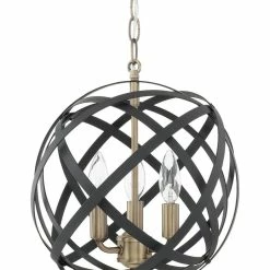 Best Sale ⌛ Capital Lighting Axis 60W 3-Light Pendant in Aged Brass with Black 🌟