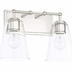 Best Sale 🤩 Capital Lighting Vanity 100W 2-Light Vanity Fixture with Clear Glass in Polished Nickel ❤️