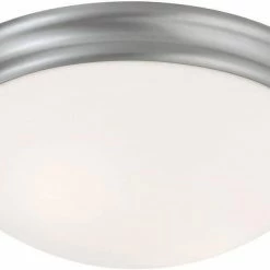 Buy 🔔 Capital Lighting 3-1/2 x 12 in. 2-Light Ceiling Fixture in Matte Nickel with White Glass Shade 👍