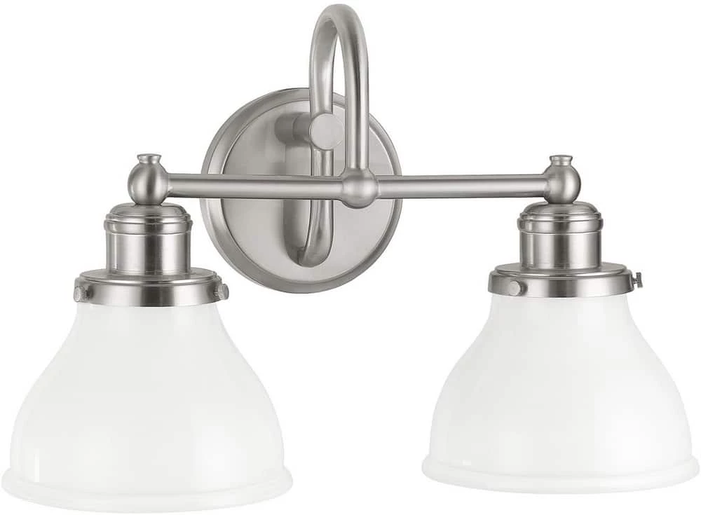 Discount ✨ Capital Lighting Baxter 100W 2-Light Vanity Fixture in Brushed Nickel ✔️ 1 Discount ✨ Capital Lighting Baxter 100W 2-Light Vanity Fixture in Brushed Nickel ✔️