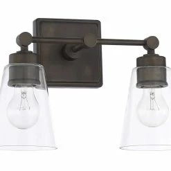 Best deal ✔️ Capital Lighting Vanity 100W 2-Light Vanity with Clear Glass in Old Bronze 😀