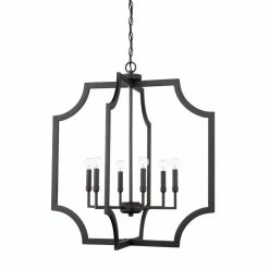 Coupon ❤️ Capital Lighting 60W 6-Light Candelabra E-12 Incandescent Foyer Lighting in Black Iron ❤️