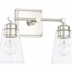 Flash Sale ✔️ Capital Lighting Vanity 100W 2-Light Vanity Fixture with Clear Glass in Polished Nickel 😍