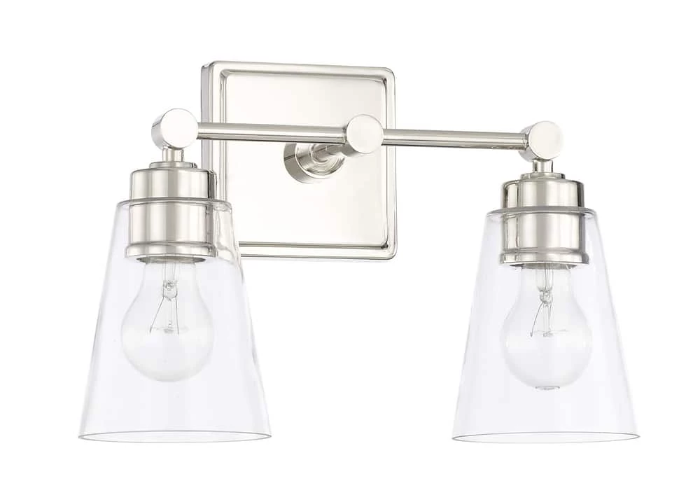 Flash Sale βοΈ Capital Lighting Vanity 100W 2-Light Vanity Fixture with Clear Glass in Polished Nickel π 1 Flash Sale βοΈ Capital Lighting Vanity 100W 2-Light Vanity Fixture with Clear Glass in Polished Nickel π