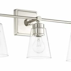 New 👏 Capital Lighting Vanity 100W 3-Light Vanity with Clear Glass in Polished Nickel 🔥