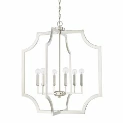 Brand new 🧨 Capital Lighting 360W 6-Light Candelabra E-12 Incandescent Foyer Pendent in Polished Nickel 🧨