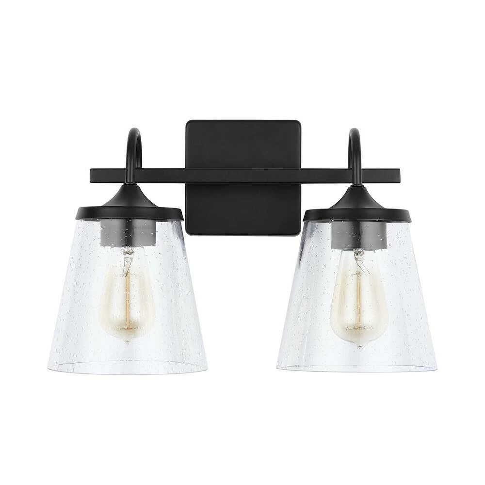 Budget 🌟 Capital Lighting Jayne 100W 2-Light Medium Vanity Fixture in Matte Black ✨ 2 Budget 🌟 Capital Lighting Jayne 100W 2-Light Medium Vanity Fixture in Matte Black ✨ - Image 2