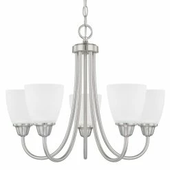 Best Sale 👍 Capital Lighting Trenton 500W 5-Light Medium E-26 Incandescent Chandelier in Brushed Nickel 🤩