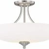 Hot Sale 👏 Capital Lighting Chapman 12 in. 3-Light Semi-Flushmount Ceiling Fixture in Matte Nickel with Soft White Glass Shade 😍