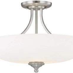 Hot Sale 👏 Capital Lighting Chapman 12 in. 3-Light Semi-Flushmount Ceiling Fixture in Matte Nickel with Soft White Glass Shade 😍
