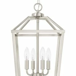Cheap 😀 Capital Lighting Capital Foyers 4-Light Foyer Fixture in Nickel 🎉