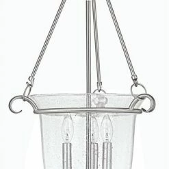 Deals 💯 Capital Lighting 31-1/2 in. 60W 3-Light Foyer Fixture in Matte Nickel with Seeded Glass Shade 👍