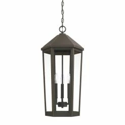 Outlet 🎁 Capital Lighting Ellsworth 60W 3-Light Candelabra E-12 Incandescent Outdoor Hanging Lantern in Oil Rubbed Bronze 😀