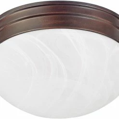 Best Pirce ❤️ Capital Lighting 5 x 9 in. 2-Light Ceiling Fixture in Burnished Bronze with White Faux Alabaster Glass Shade 🌟