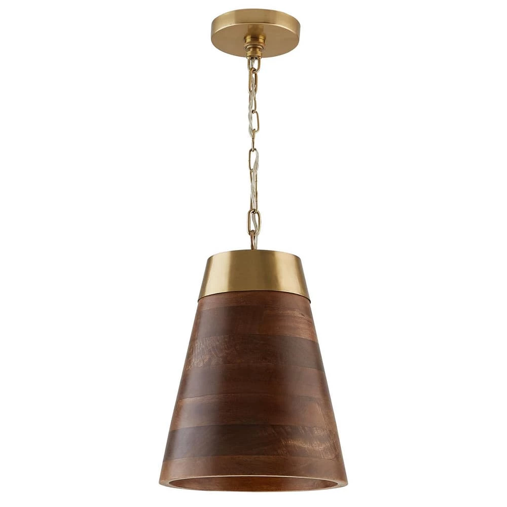 Promo π Capital Lighting 10 in. 60W 1-Light Medium E-26 Incandescent Pendant in Wood with Brass π 1 Promo π Capital Lighting 10 in. 60W 1-Light Medium E-26 Incandescent Pendant in Wood with Brass π