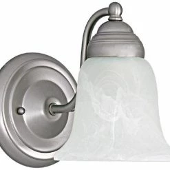 Discount 🤩 Capital Lighting 100 W 1-Light Faux Alabaster Medium Bracket Sconce in Matte Nickel 💯