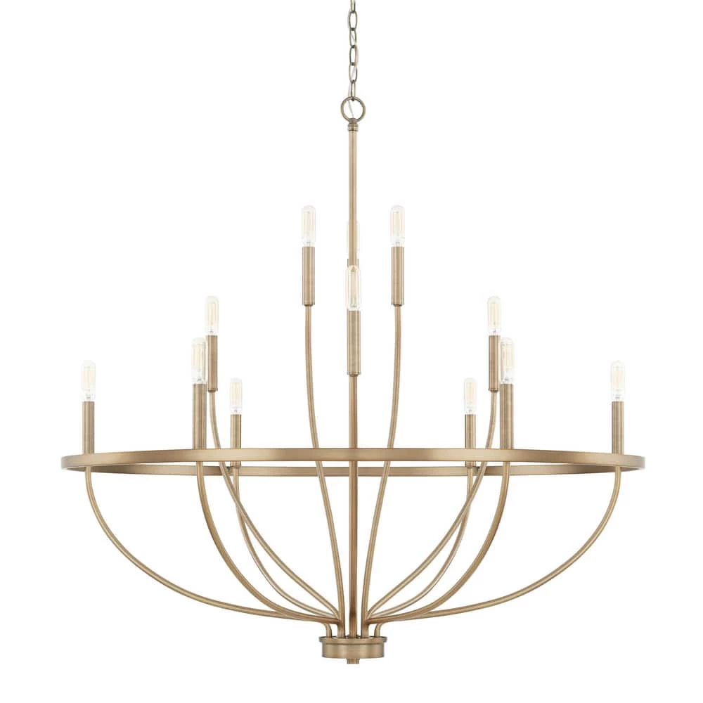 Budget π― Capital Lighting Greyson 60W 12-Light Candelabra E-12 Incandescent Chandelier in Aged Brass π― 1 Budget π― Capital Lighting Greyson 60W 12-Light Candelabra E-12 Incandescent Chandelier in Aged Brass π―