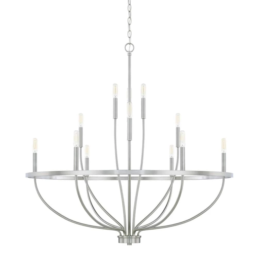 Brand new ๐ Capital Lighting Greyson 60W 12-Light Candelabra E-12 Incandescent Chandelier in Brushed Nickel ๐ฅ 1 Brand new ๐ Capital Lighting Greyson 60W 12-Light Candelabra E-12 Incandescent Chandelier in Brushed Nickel ๐ฅ