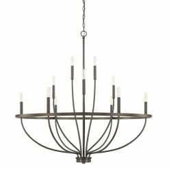 Best Sale ⭐ Capital Lighting Greyson 60W 12-Light Candelabra E-12 Incandescent Chandelier in Bronze 🎁