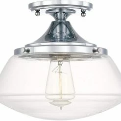 Best deal 😉 Capital Lighting Schoolhouse 9-1/4 in. 1-Light Semi-Flush Mount Ceiling Fixture in Polished Chrome 🤩