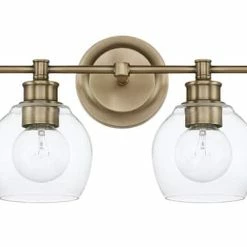 Coupon 😀 Capital Lighting Mid-Century 100W 4-Light Incandescent Vanity Fixture in Aged Brass ⌛