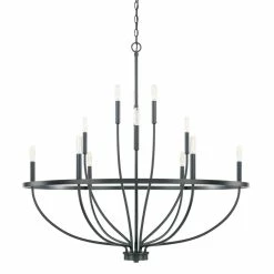 Coupon 🛒 Capital Lighting Greyson 60W 12-Light Candelabra E-12 Incandescent Base Chandelier in Matte Black ✨