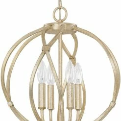 Best Sale 🧨 Capital Lighting Bailey 18-1/2 in. 4-Light Candelabra E-12 Base Incandescent Pendant in Winter Gold ⌛