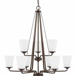 Best deal 🥰 Capital Lighting Braylon 60W 9-Light Medium E-26 Incandescent Chandelier in Bronze ✔️