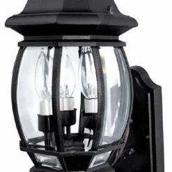Promo 🧨 Capital Lighting French Country 60W 3-Light Candelabra E-12 Incandescent Outdoor Wall Lantern in Black ✔️