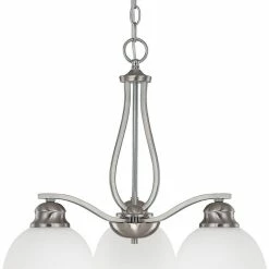 Coupon 😀 Capital Lighting Stanton 100W 3-Light Medium E-26 Incandescent Chandelier in Brushed Nickel 👏