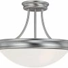 New 🎉 Capital Lighting 11-3/4 x 14 in. 3-Light Semi-Flush Fixture in Matte Nickel with White Glass Shade 😍