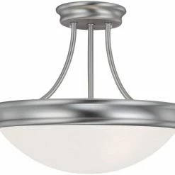 New 🎉 Capital Lighting 11-3/4 x 14 in. 3-Light Semi-Flush Fixture in Matte Nickel with White Glass Shade 😍