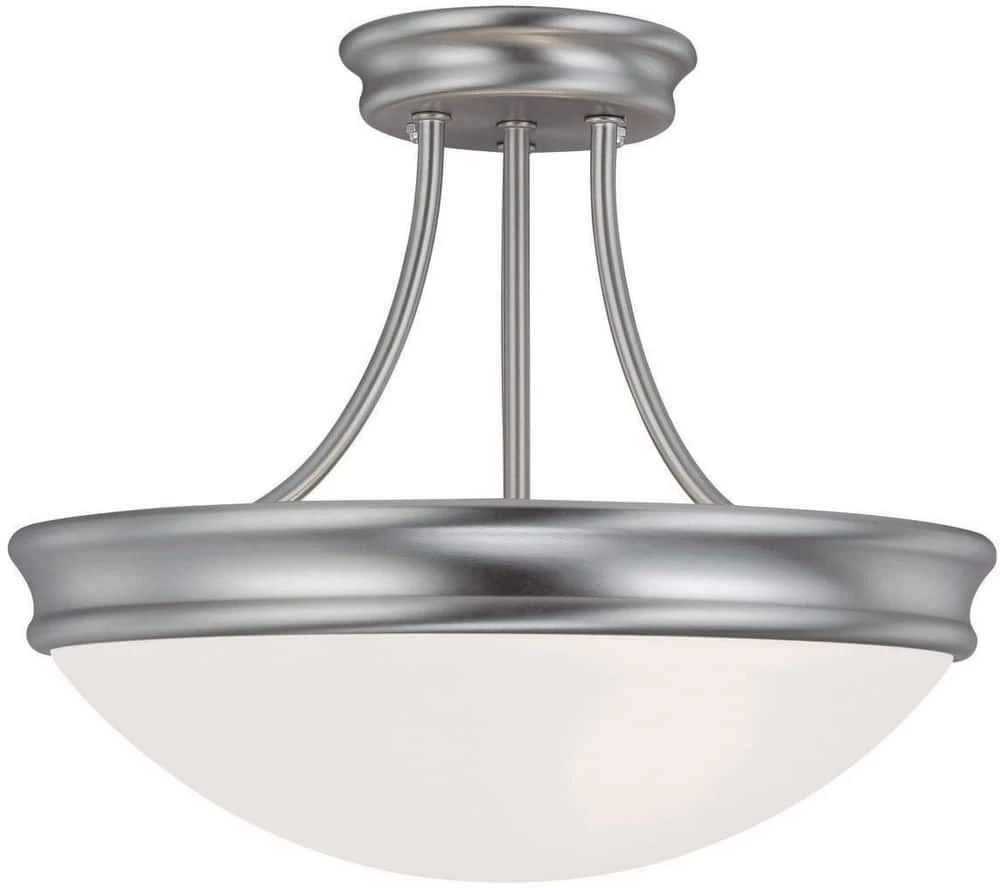 New π Capital Lighting 11-3/4 x 14 in. 3-Light Semi-Flush Fixture in Matte Nickel with White Glass Shade π 1 New π Capital Lighting 11-3/4 x 14 in. 3-Light Semi-Flush Fixture in Matte Nickel with White Glass Shade π