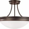Promo 🧨 Capital Lighting 11-3/4 x 14 in. 3-Light Semi-Flush Fixture in Oil Rubbed Bronze with White Glass Shade 👏