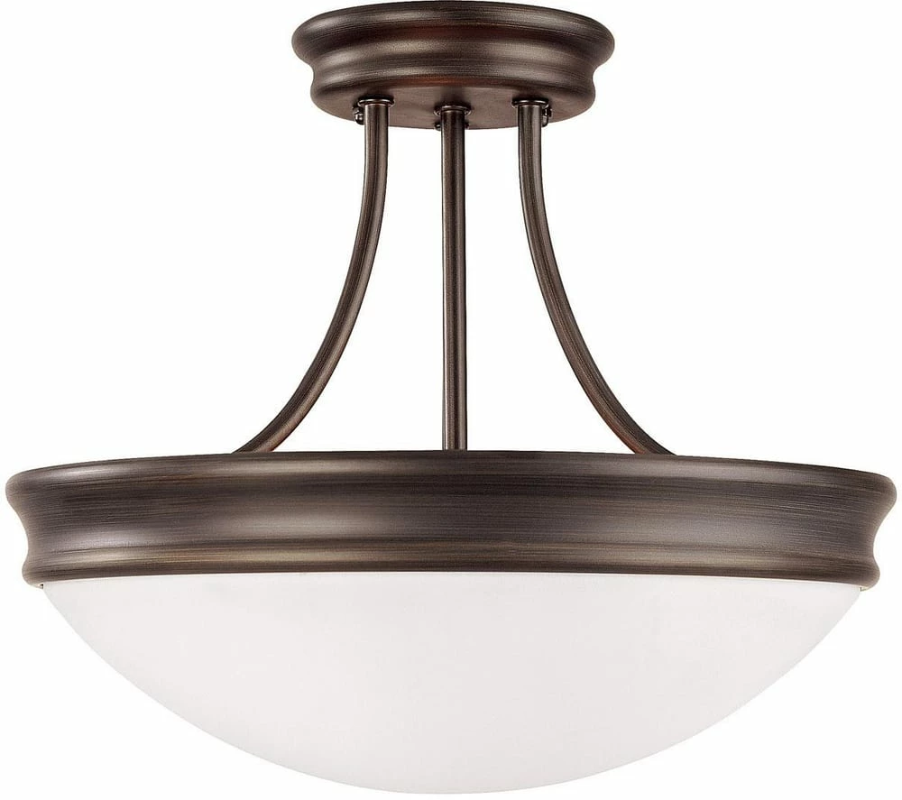 Promo 𧨠Capital Lighting 11-3/4 x 14 in. 3-Light Semi-Flush Fixture in Oil Rubbed Bronze with White Glass Shade π 1 Promo 𧨠Capital Lighting 11-3/4 x 14 in. 3-Light Semi-Flush Fixture in Oil Rubbed Bronze with White Glass Shade π
